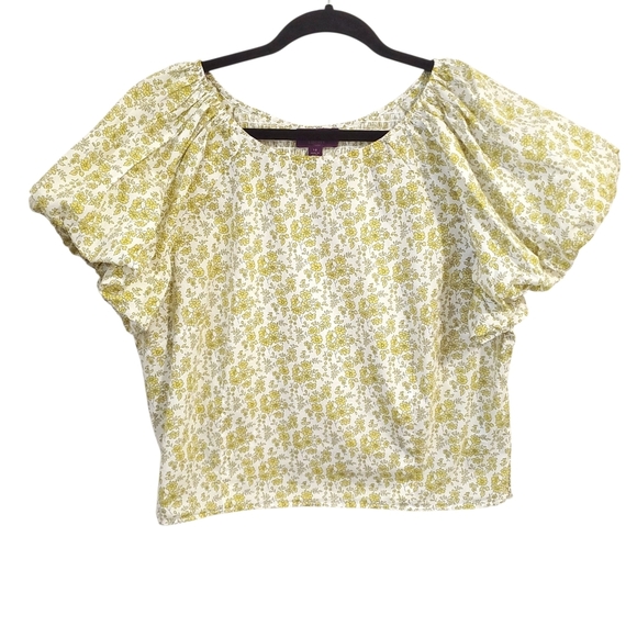 J CREW Plus Size Liberty Smocked Blouse Top Puff-Sleeve Capel Butter Yellow 18 - Picture 5 of 15